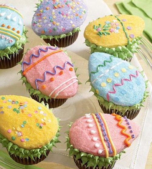 easter-cup-cake pink yellow blue purple sprinkles, cupcakes, food, dessert, cucpake, easter, holidays