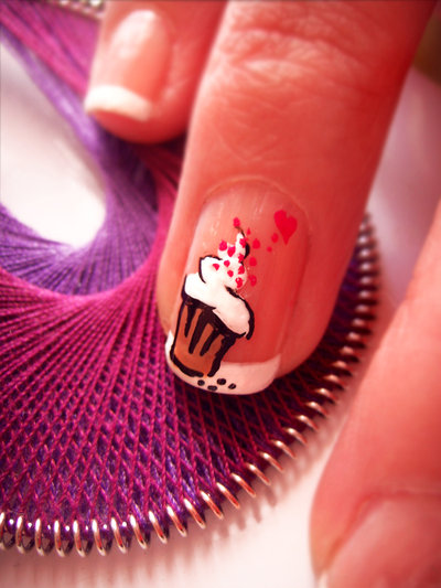 nail art, cupcake nail art, beautiful nail art, awesome nail art, pink, brown, white, nail polish