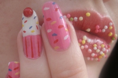 nails_and_lips, nail art, cupcake nail art, beautiful nail art, awesome nail art, pink, brown, white, nail polish